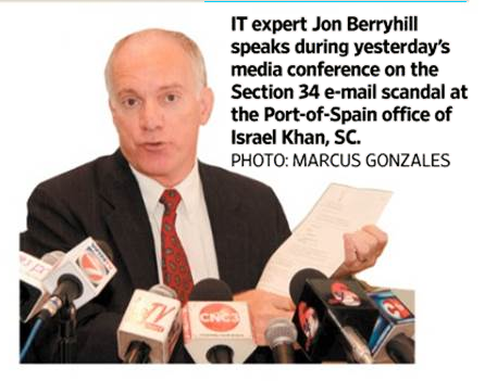 Jon Berryhill on behalf of PM Kamla Persad-Bissessar